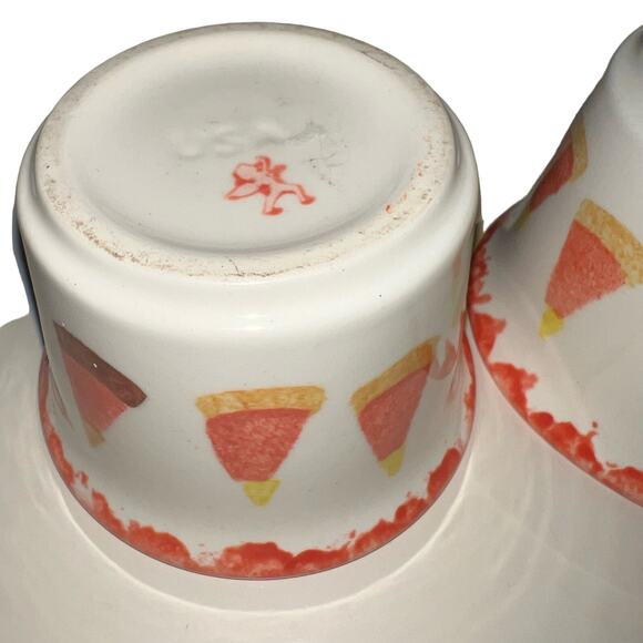 Candy Corn fall home decor set of  pottery bowls made in USA autumn - Picture 3 of 6